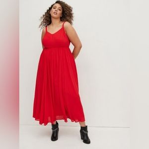 Torrid red swiss dot red maxi dress size 1